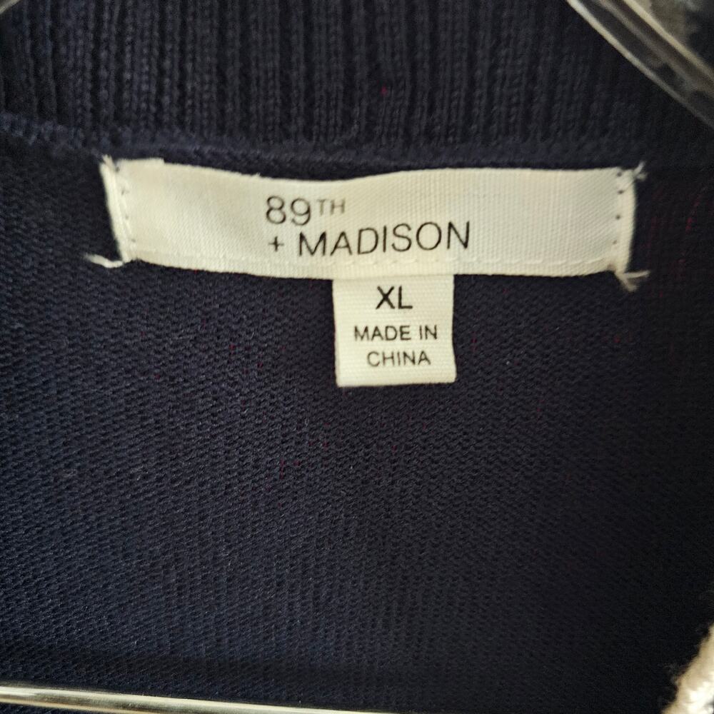 89th + Madison Women's Buttonless Cardigan Old Money, Blue White Size XL - Picture 4 of 10